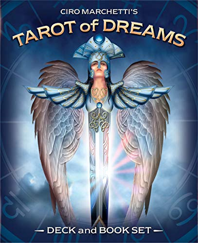 Tarot of Dreams" book cover featuring a winged figure in blue and gold.