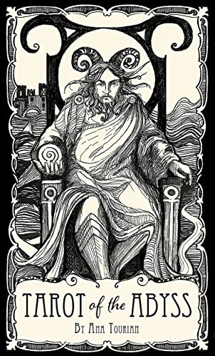 Black and white illustration of a bearded man on a throne, “Tarot of the Abyss” text.