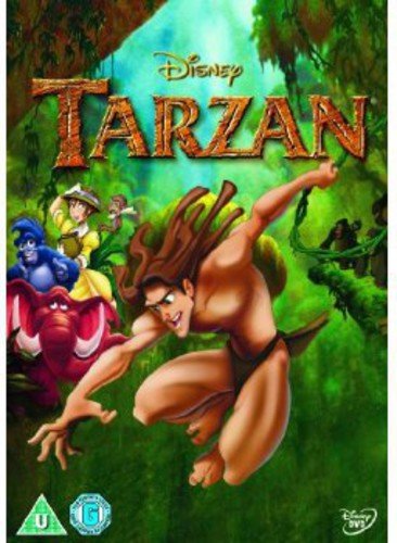 "Disney Tarzan DVD cover featuring animated Tarzan jumping against a green background."