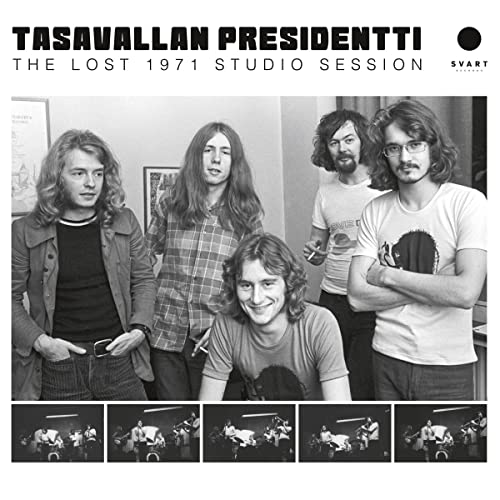 Black and white photo of Finnish progressive rock band Tasavallan Presidentti.