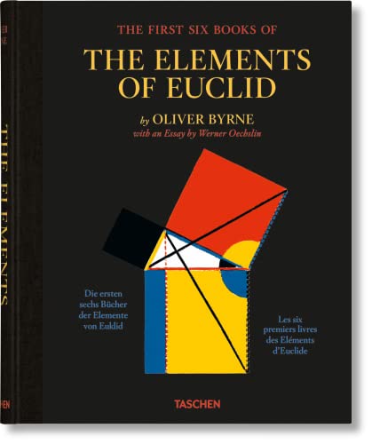 Black book cover with geometric illustration and title “The Elements of Euclid.”