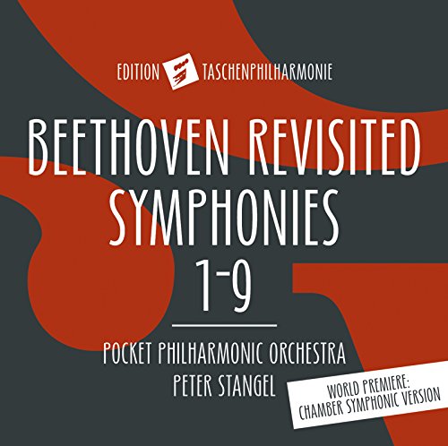 CD cover for Beethoven symphonies, red and black abstract design.