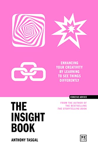 Book cover with pink background, geometric shapes, and bold black text.