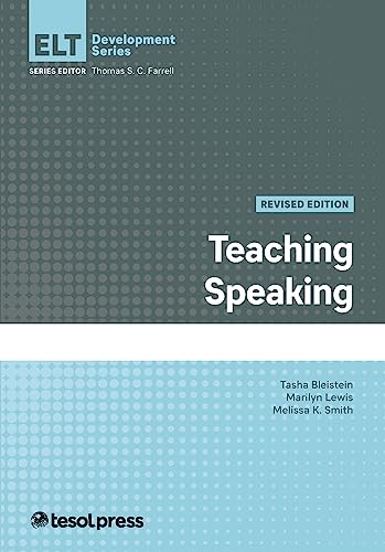 Book cover: "Teaching Speaking, Revised" with teal and gray halftone pattern.