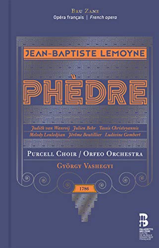 The image is a blue CD cover for "Phèdre" by Jean-Baptiste Lemoyne.