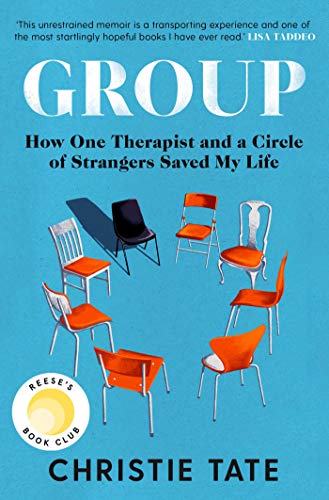 Book cover showing a circle of empty chairs on a blue background.