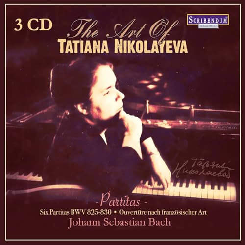 Tatiana Nikolayeva portrait at a piano, three CD set cover.