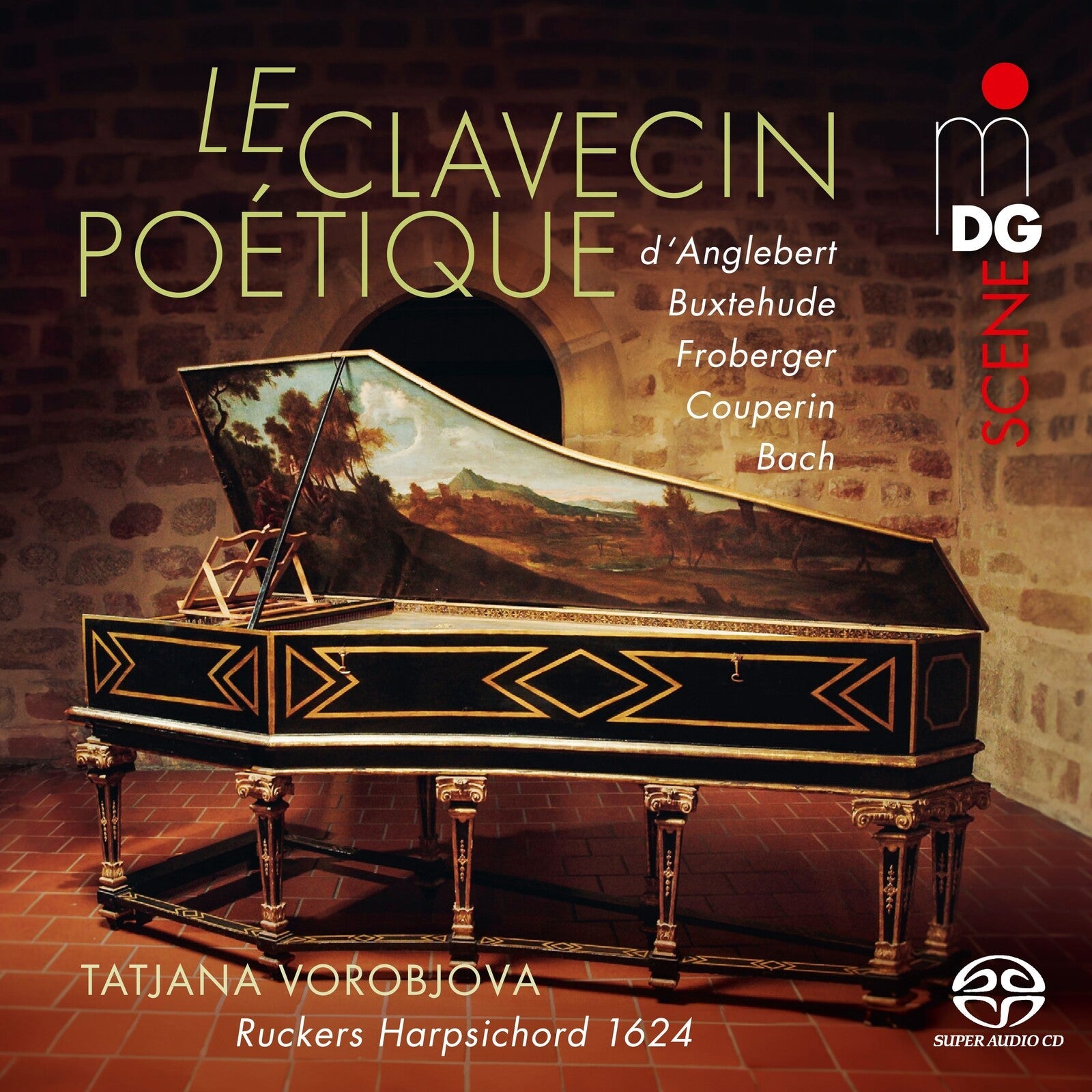 CD cover featuring a detailed image of an ornate, dark wood harpsichord.