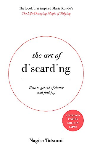 Book cover: "The Art of Discarding" with circular design and red accents.