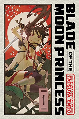 Manga cover featuring a smiling girl with a sword against a large red moon.