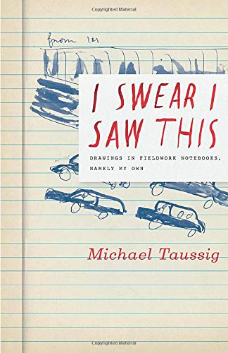 Book cover with handwritten notes, sketched cars, and red title text.