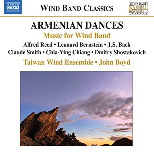 CD cover for “Armenian Dances” featuring a mountainous sunset landscape.