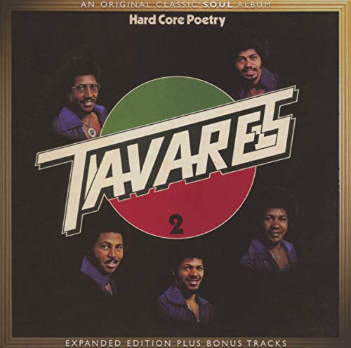 Album cover for Tavares’ “Hard Core Poetry” featuring band members’ portraits.
