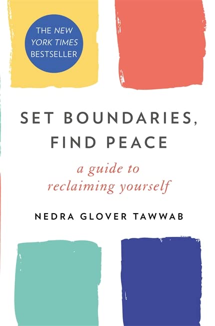 Book cover with colorful blocks and bold black text: "Set Boundaries, Find Peace.