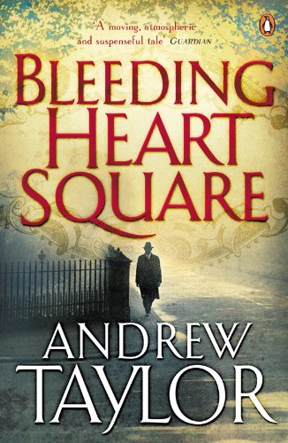 Book cover: “Bleeding Heart Square” with a man walking toward gates.