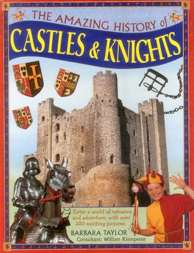 Book cover depicting a castle, knight in armor, and costumed child.