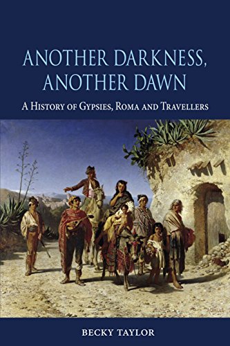 Book cover depicting a 19th-century painting of Roma people traveling.