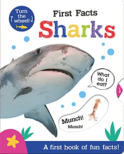Book cover featuring a great white shark and interactive wheel.