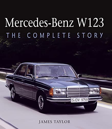 Book cover featuring a dark blue Mercedes-Benz W123 driving on a road.