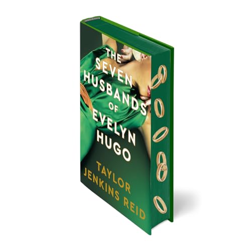 Hardback book cover featuring a woman in a green dress and gold wedding rings.