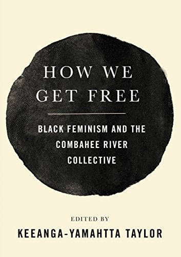 Book cover with white text on a large black watercolor circle, cream background.