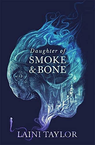 Book cover featuring a blue, smoky illustration of a creature and a gothic castle.
