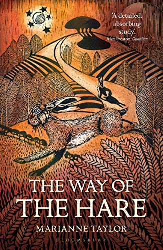 Book cover: a running hare in a detailed, patterned landscape.