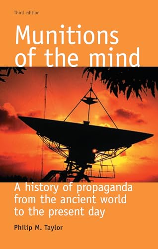 Book cover: “Munitions of the mind” with a satellite dish silhouette.