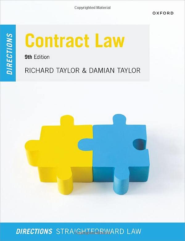 “Contract Law Directions” 9th edition textbook with puzzle piece imagery.