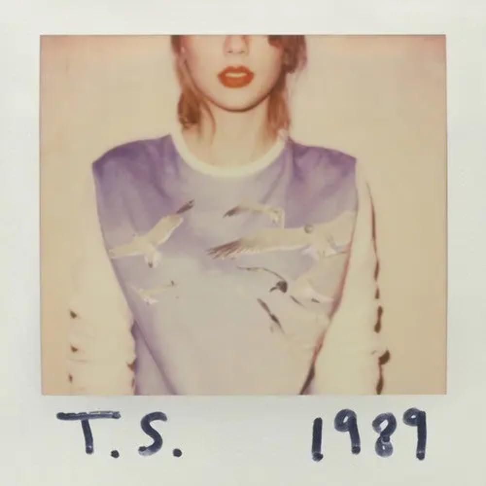 Polaroid-style image of Taylor Swift wearing a seagull-printed shirt.