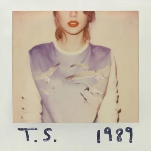 Polaroid-style image of Taylor Swift wearing a seagull-printed shirt.