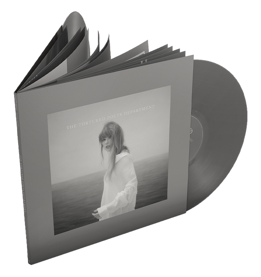 Taylor Swift The Tortured Poets Department vinyl record with open gatefold sleeve.