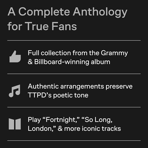 Black background with white text promoting Taylor Swift’s “The Tortured Poets Department.”