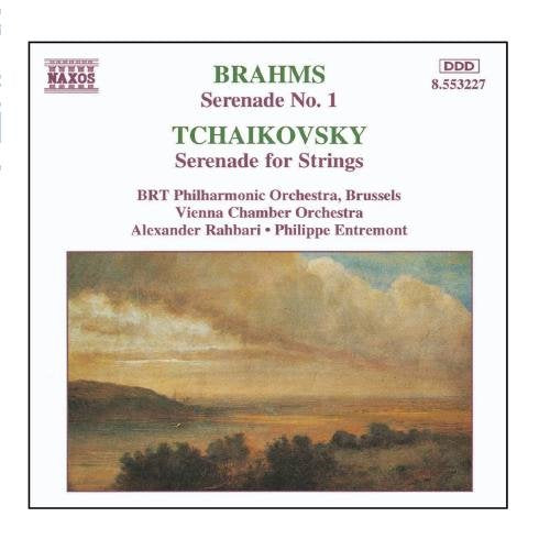 CD cover featuring landscape painting and text listing composers Brahms and Tchaikovsky.