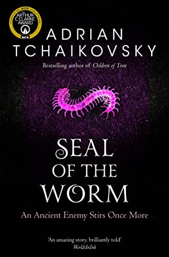 Book cover: "Seal of the Worm" with a centipede illustration.