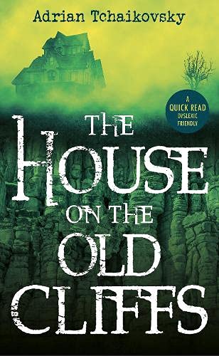 Book cover showing a house on a cliff with green fog and large text.