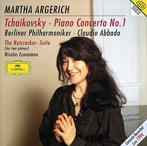 CD cover featuring pianist Martha Argerich with Tchaikovsky concertos text and Deutsche Grammophon logo.