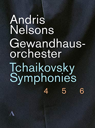 "Dark blue DVD cover with white and blue text, featuring 'Tchaikovsky Symphonies' and numbers 4, 5, 6."