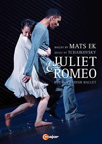 Ballet dancers embracing on stage, advertising "Juliet & Romeo" by Tchaikovsky.