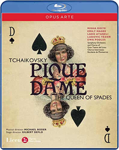 Blu-ray cover for Tchaikovsky’s *Pique Dame* opera, featuring two women and playing cards.