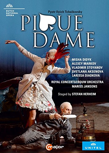 DVD cover for "Pique Dame" featuring a man and woman in 18th-century attire.