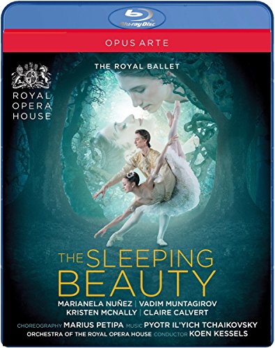 Blu-ray cover for The Sleeping Beauty ballet featuring two dancers in a forest setting.