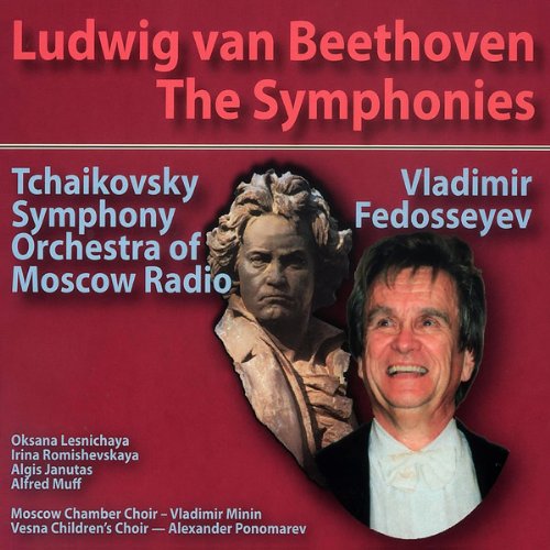 Red CD cover with Beethoven bust and conductor Vladimir Fedosseyew's photo, listing performers.