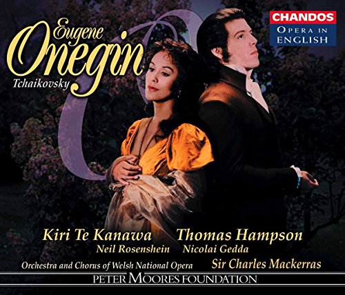 CD cover for Tchaikovsky's Eugene Onegin featuring Kiri Te Kanawa and Thomas Hampson.