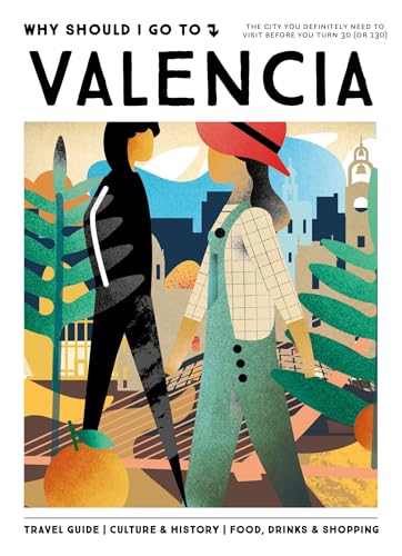 Book cover with illustrated people walking in front of Valencia cityscape.