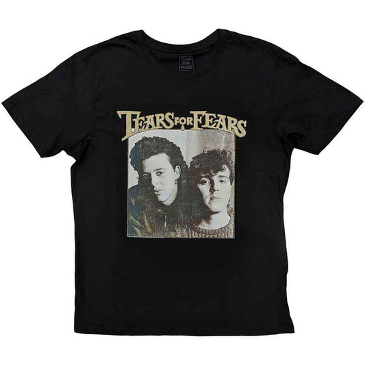 Beige t-shirt with black and white photo of Tears for Fears band.