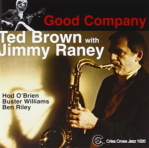 "Ted Brown & Jimmy Raney - In Good Company" CD cover featuring a man playing saxophone.