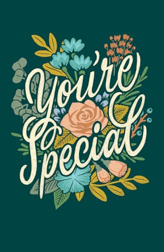 Floral card with cursive text reading "You're Special" on a teal background.