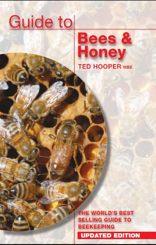 "Book cover with bees on honeycomb and title 'Guide to Bees & Honey' in red text."
