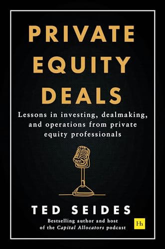Book cover: "Private Equity Deals" with a vintage microphone illustration.